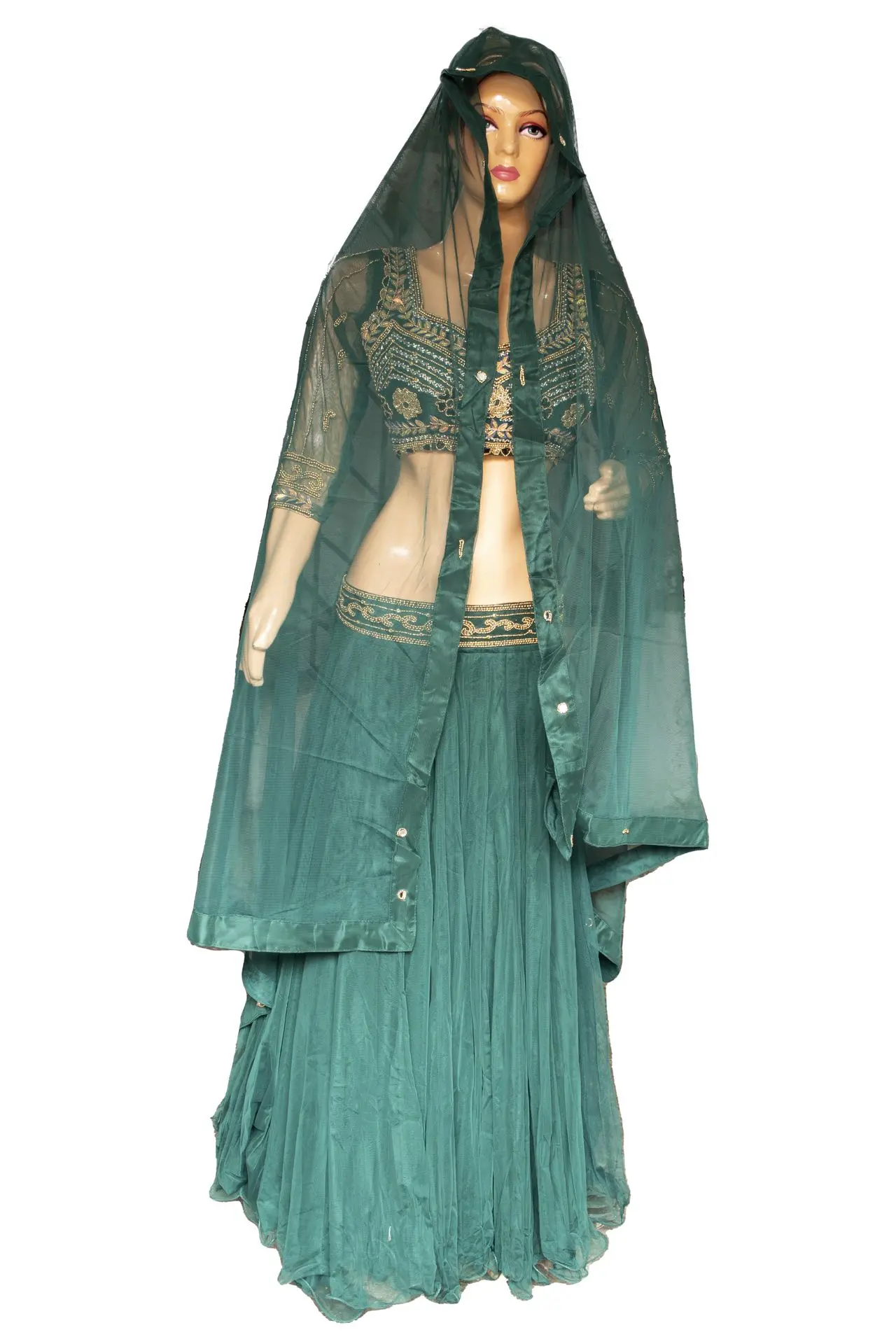 Dance Costume by Rose Fashion House Delhi India Green Beautiful Hand work Indian Dance and Party Lehenga Choli set by Rose Fashion House India